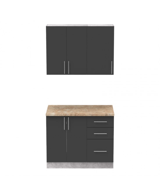 Σύνθεση κουζίνας Festa I pakoworld μελαμίνη σε ανθρακί με sonoma απόχρωση 100x60x85εκ