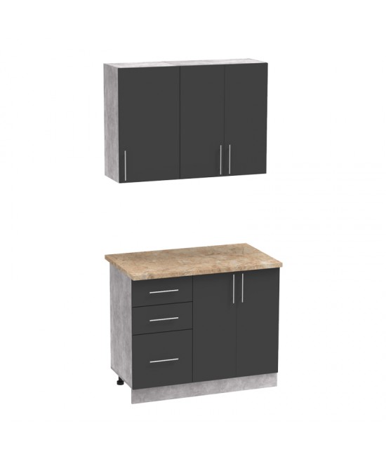 Σύνθεση κουζίνας Festa I pakoworld μελαμίνη σε ανθρακί με sonoma απόχρωση 100x60x85εκ