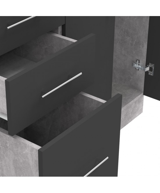 Σύνθεση κουζίνας Festa I pakoworld μελαμίνη σε ανθρακί με sonoma απόχρωση 100x60x85εκ