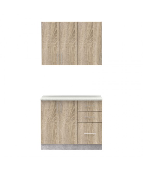 Σύνθεση κουζίνας Festa I pakoworld μελαμίνη σε sonoma απόχρωση 100x60x85εκ