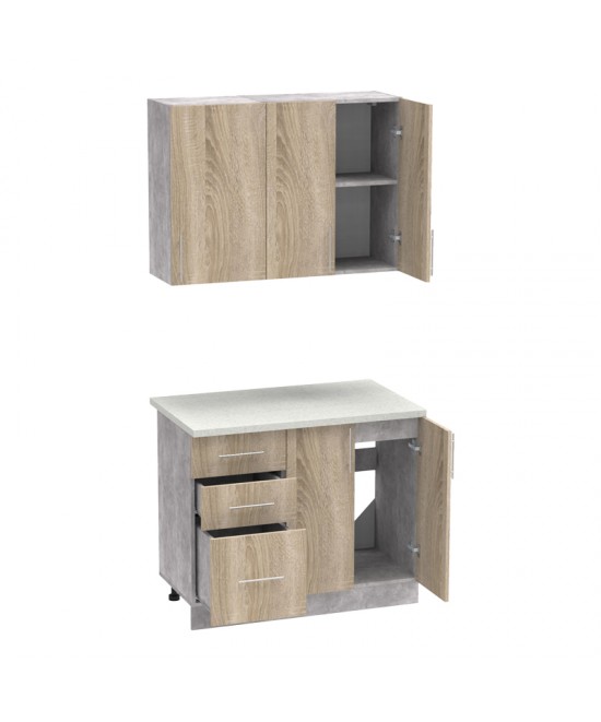 Σύνθεση κουζίνας Festa I pakoworld μελαμίνη σε sonoma απόχρωση 100x60x85εκ