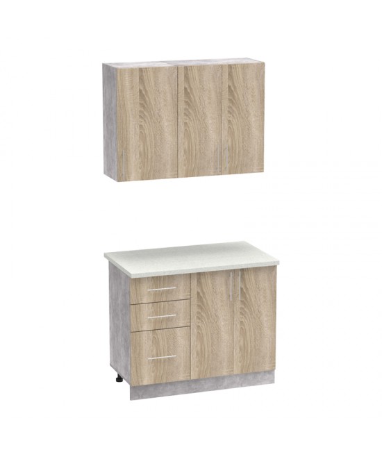 Σύνθεση κουζίνας Festa I pakoworld μελαμίνη σε sonoma απόχρωση 100x60x85εκ