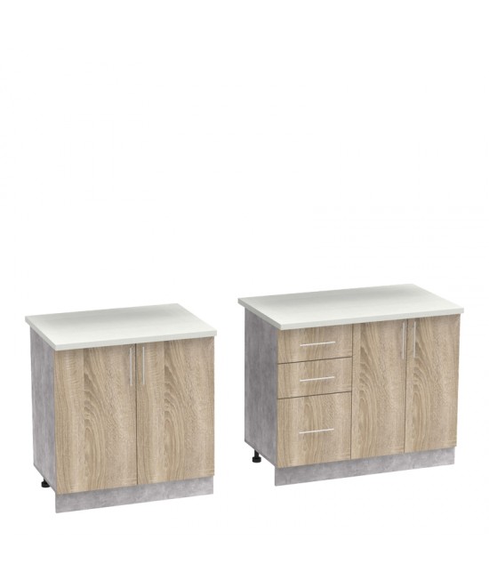 Σύνθεση κουζίνας Festa V pakoworld μελαμίνη σε sonoma απόχρωση 180x60x85εκ Σύνθεση κουζίνας Festa V pakoworld μελαμίνη σε sonoma απόχρωση 180x60x85εκ