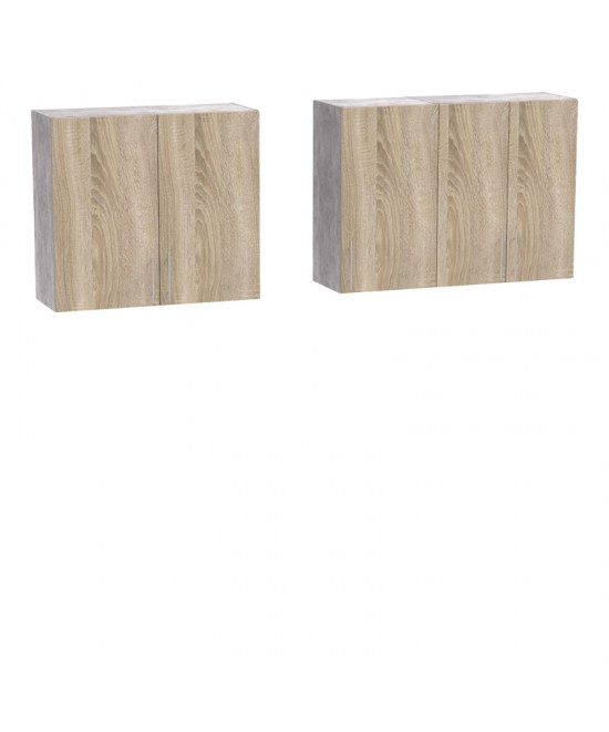 Σύνθεση κουζίνας Festa V pakoworld μελαμίνη σε sonoma απόχρωση 180x60x85εκ Σύνθεση κουζίνας Festa V pakoworld μελαμίνη σε sonoma απόχρωση 180x60x85εκ