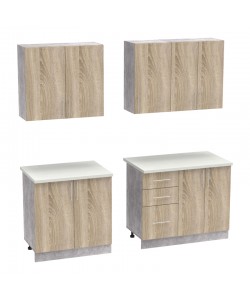 Σύνθεση κουζίνας Festa V pakoworld μελαμίνη σε sonoma απόχρωση 180x60x85εκ