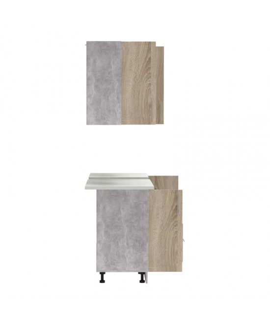 Σύνθεση κουζίνας Festa V pakoworld μελαμίνη σε sonoma απόχρωση 180x60x85εκ Σύνθεση κουζίνας Festa V pakoworld μελαμίνη σε sonoma απόχρωση 180x60x85εκ