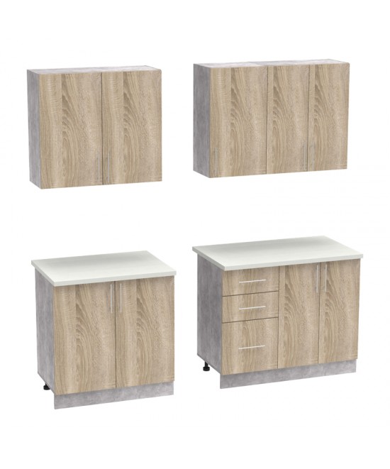 Σύνθεση κουζίνας Festa V pakoworld μελαμίνη σε sonoma απόχρωση 180x60x85εκ Σύνθεση κουζίνας Festa V pakoworld μελαμίνη σε sonoma απόχρωση 180x60x85εκ