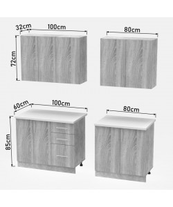 Σύνθεση κουζίνας Festa V pakoworld μελαμίνη σε sonoma απόχρωση 180x60x85εκ Σύνθεση κουζίνας Festa V pakoworld μελαμίνη σε sonoma απόχρωση 180x60x85εκ