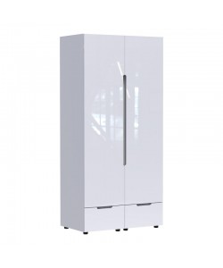 Ντουλάπα δίφυλλη Afina pakoworld mdf σε λευκή glossy απόχρωση 100x57x213εκ