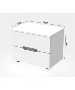 Κομοδίνο Afina pakoworld mdf σε λευκή glossy απόχρωση 50x35x41εκ