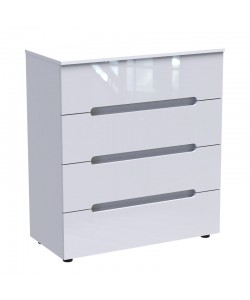 Συρταριέρα Afina pakoworld mdf σε λευκή glossy απόχρωση 90x44x101εκ