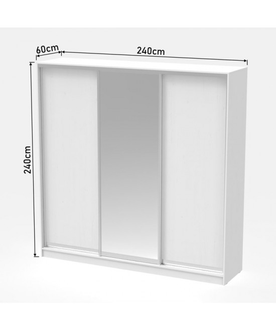 Ντουλάπα τριφυλλη συρόμενη με καθρέφτη Aparador I pakoworld σε sonoma απόχρωση 240x60x240εκ