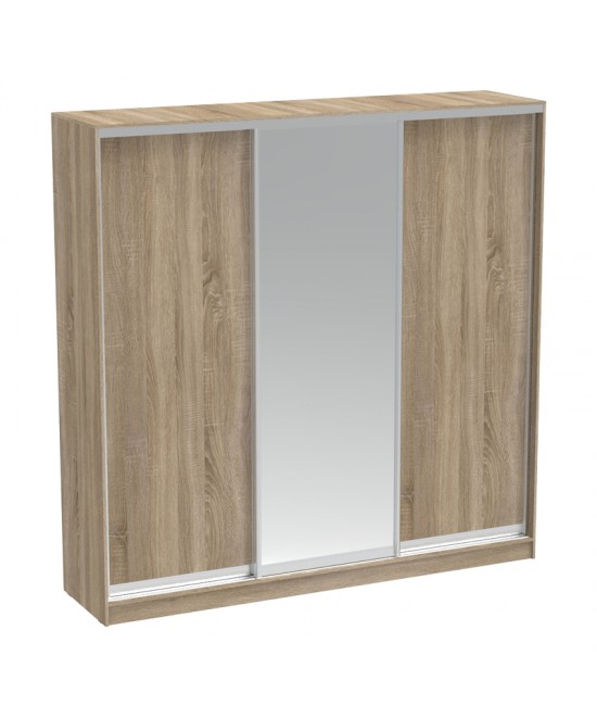 Ντουλάπα τριφυλλη συρόμενη με καθρέφτη Aparador I pakoworld σε sonoma απόχρωση 240x60x240εκ