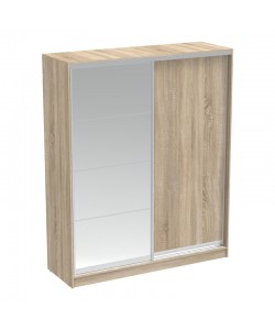 Ντουλάπα δίφυλλη συρόμενη με καθρέφτη Aparador pakoworld σε sonoma απόχρωση 180x60x220εκ