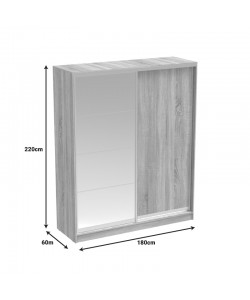Ντουλάπα δίφυλλη συρόμενη με καθρέφτη Aparador pakoworld σε sonoma απόχρωση 180x60x220εκ Ντουλάπα δίφυλλη συρόμενη με καθρέφτη Aparador pakoworld σε sonoma απόχρωση 180x60x220εκ