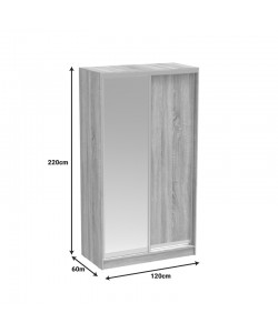 Ντουλάπα δίφυλλη συρόμενη με καθρέφτη Korredor pakoworld σε sonoma απόχρωση 120x60x220εκ Ντουλάπα δίφυλλη συρόμενη με καθρέφτη Korredor pakoworld σε sonoma απόχρωση 120x60x220εκ