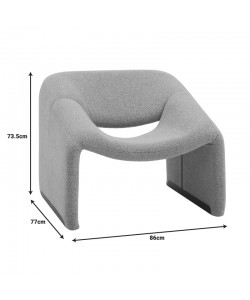 Πολυθρόνα Clous pakoworld μπουκλέ ύφασμα σε ανοιχτή γκρι απόχρωση 86x77x73.5εκ