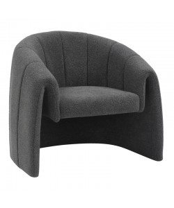 Πολυθρόνα Fassy pakoworld μπουκλέ ύφασμα σε ανθρακί απόχρωση 80x66x80εκ