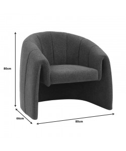 Πολυθρόνα Fassy pakoworld μπουκλέ ύφασμα σε ανθρακί απόχρωση 80x66x80εκ