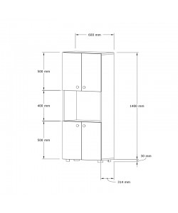 Ντουλάπα κουζίνας Guzel pakoworld σε sonoma απόχρωση 60x31.4x140εκ