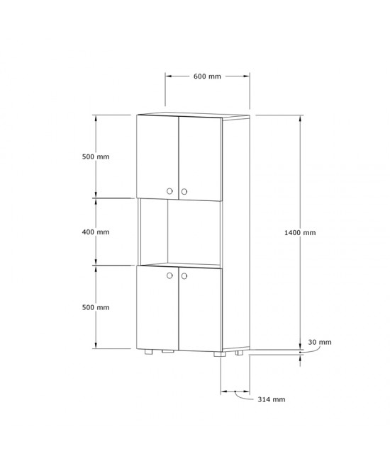 Ντουλάπα κουζίνας Guzel pakoworld σε sonoma απόχρωση 60x31.4x140εκ