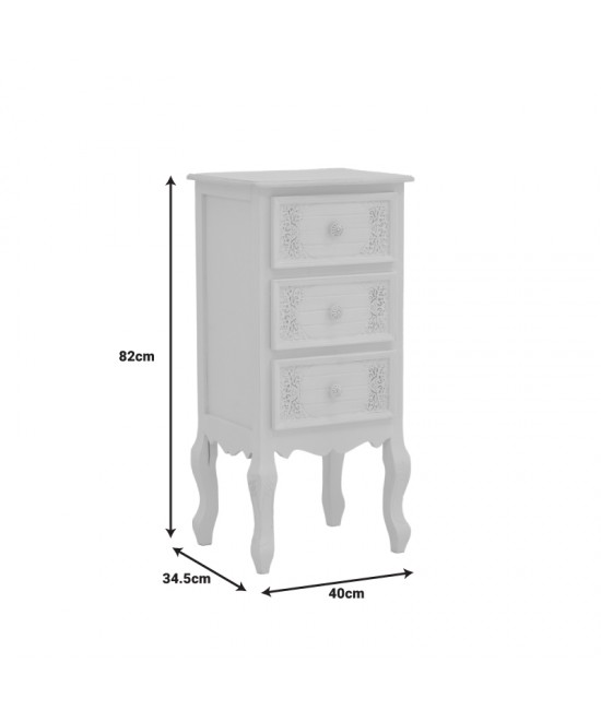 Συρταριέρα Pazlen Inart mdf σε λευκή αντικέ απόχρωση 40x34.5x82εκ