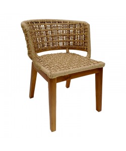 Καρέκλα Milou pakoworld teak ξύλο και pe σχοινί σε φυσική απόχρωση 59x65x73εκ