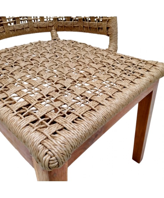 Καρέκλα Milou pakoworld teak ξύλο και pe σχοινί σε φυσική απόχρωση 59x65x73εκ