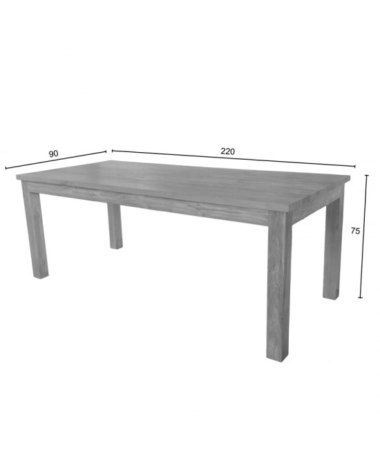 Τραπέζι Wooly pakoworld teak ξύλο σε φυσική απόχρωση 220x90x75εκ