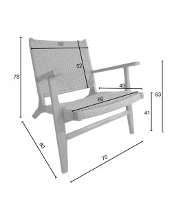 Πολυθρόνα Crosy pakoworld teak ξύλο σε φυσική απόχρωση 71x81x75εκ