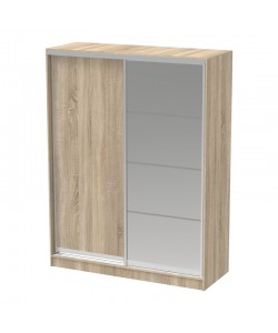 Ντουλάπα δίφυλλη συρόμενη με καθρέφτη Korredor Ι pakoworld σε sonoma απόχρωση 160x60x220εκ