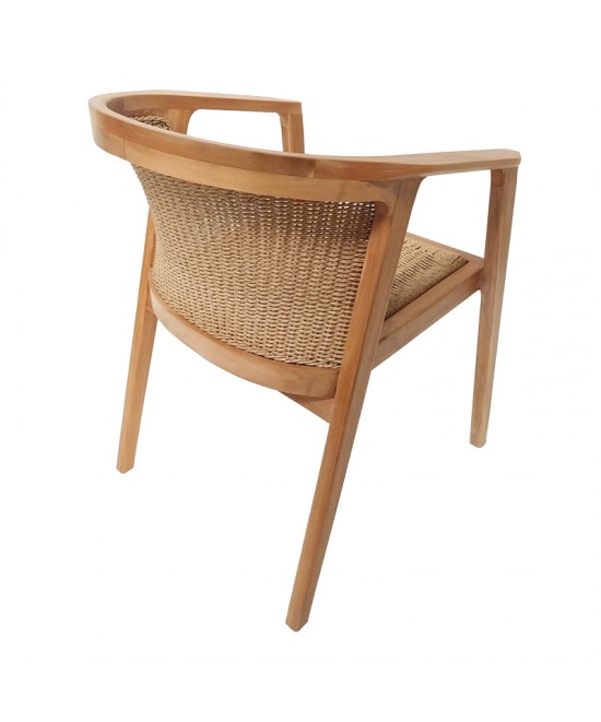 Πολυθρόνα Granny pakoworld teak wood και συνθετικό σχοινί σε φυσική απόχρωση 60x60x82εκ