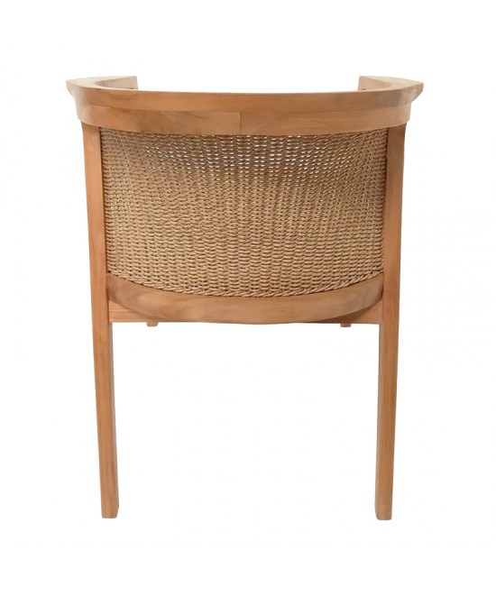 Πολυθρόνα Granny pakoworld teak wood και συνθετικό σχοινί σε φυσική απόχρωση 60x60x82εκ