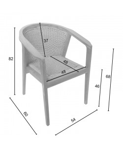 Πολυθρόνα Granny pakoworld teak wood και συνθετικό σχοινί σε φυσική απόχρωση 60x60x82εκ