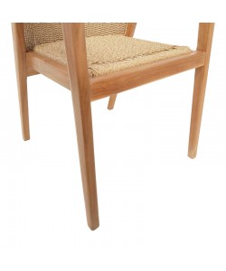 Πολυθρόνα Granny pakoworld teak wood και συνθετικό σχοινί σε φυσική απόχρωση 60x60x82εκ