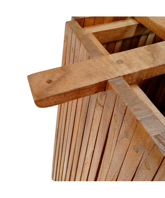 Βάση τραπεζιού μπαρ εσωτερικού χώρου Darius pakoworld mindi ξύλο σε φυσική απόχρωση 60x60x90εκ