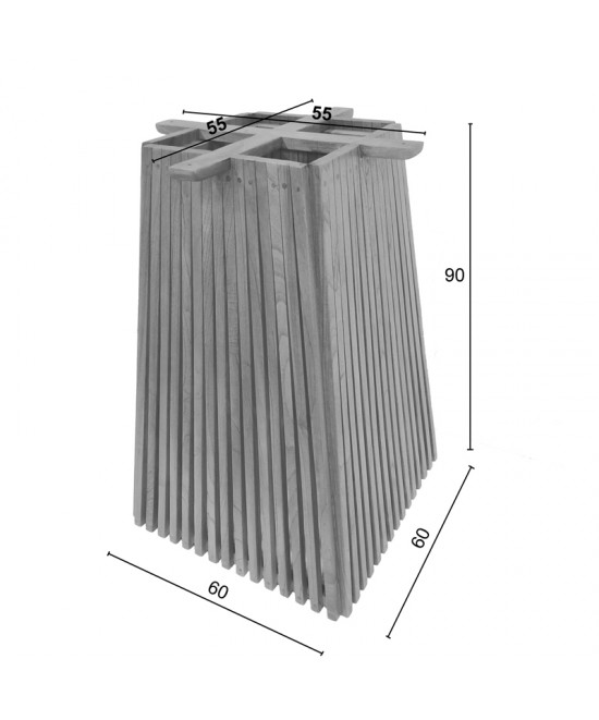 Βάση τραπεζιού μπαρ εσωτερικού χώρου Darius pakoworld mindi ξύλο σε φυσική απόχρωση 60x60x90εκ