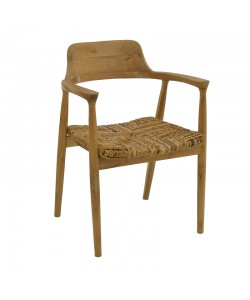 Πολυθρόνα Denverone pakoworld φυσικό teak ξύλο και banana rope 57x54x79εκ