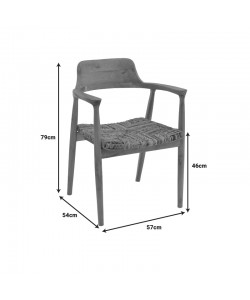 Πολυθρόνα Denverone pakoworld φυσικό teak ξύλο και banana rope 57x54x79εκ