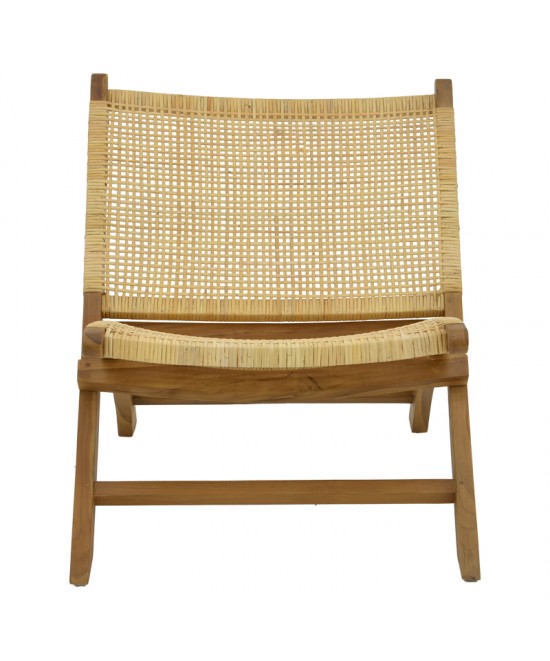 Καρέκλα Jerenze pakoworld φυσικό teak ξύλο-rattan 65x78x68εκ