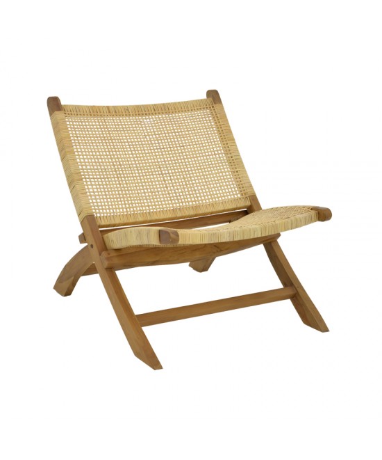 Καρέκλα Jerenze pakoworld φυσικό teak ξύλο-rattan 65x78x68εκ