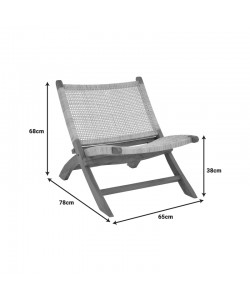 Πολυθρόνα Jerenze pakoworld φυσικό teak ξύλο-φυσικό rattan 65x78x68εκ
