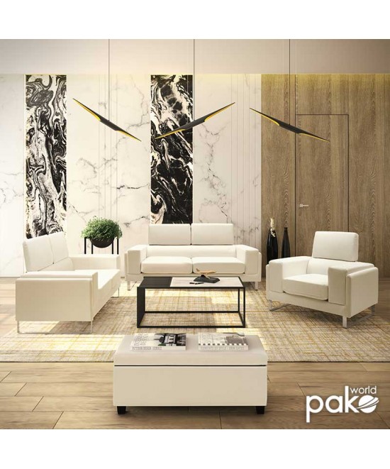 Καναπές Shea pakoworld 3θέσιος PU ivory-inox 198x80x87εκ