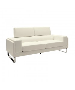 Καναπές Shea pakoworld 3θέσιος PU ivory-inox 198x80x87εκ