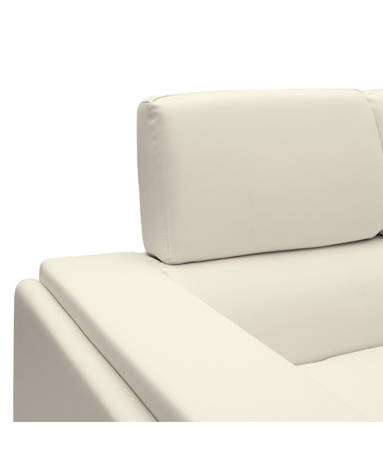 Καναπές Shea pakoworld 3θέσιος PU ivory-inox 198x80x87εκ