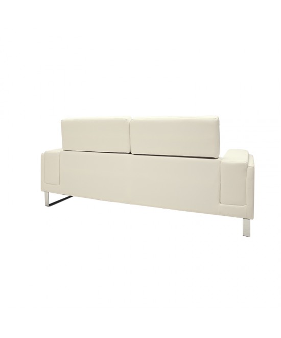 Καναπές Shea pakoworld 3θέσιος PU ivory-inox 198x80x87εκ