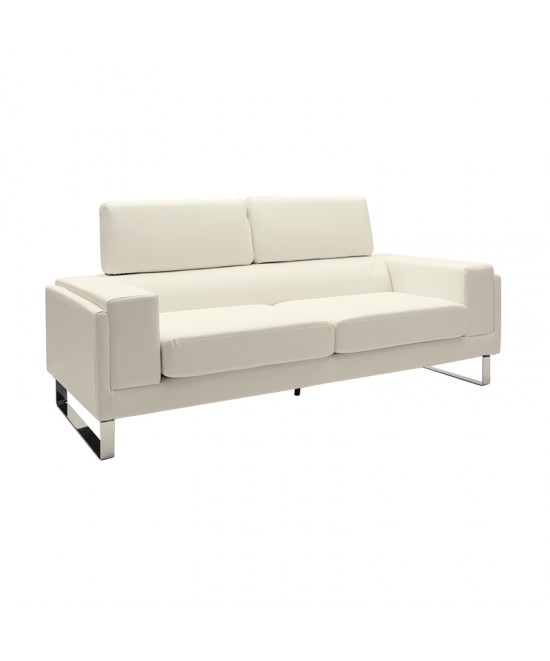 Καναπές Shea pakoworld 3θέσιος PU ivory-inox 198x80x87εκ