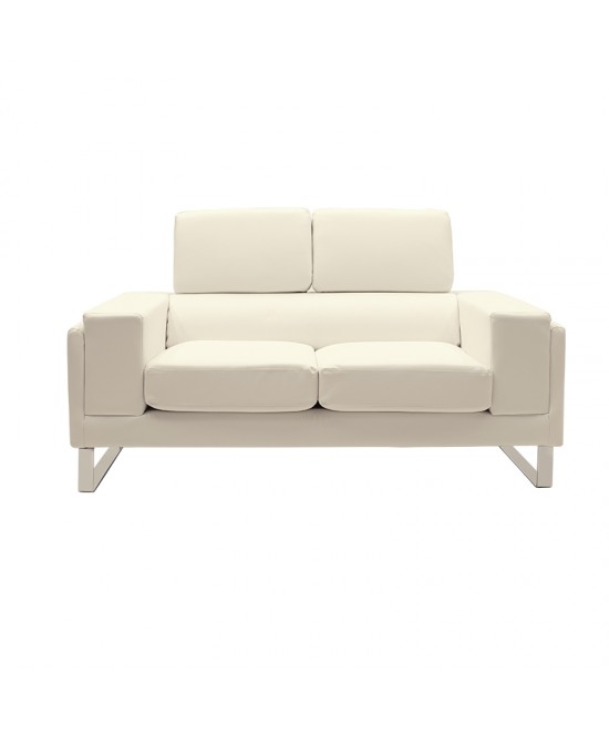 Καναπές Shea pakoworld 2θέσιος PU ivory-inox 158x80x87εκ Καναπές Shea pakoworld 2θέσιος PU ivory-inox 158x80x87εκ