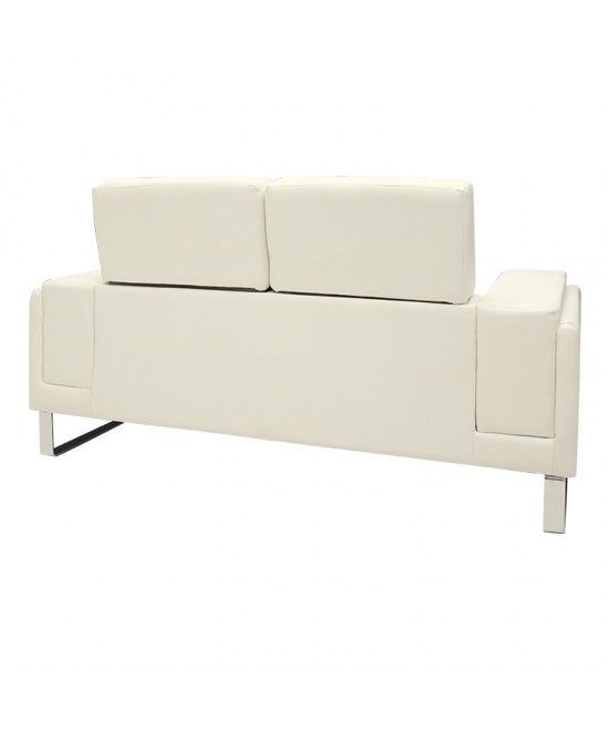 Καναπές Shea pakoworld 2θέσιος PU ivory-inox 158x80x87εκ Καναπές Shea pakoworld 2θέσιος PU ivory-inox 158x80x87εκ