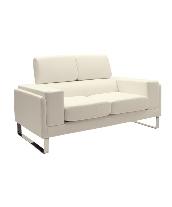 Καναπές Shea pakoworld 2θέσιος PU ivory-inox 158x80x87εκ Καναπές Shea pakoworld 2θέσιος PU ivory-inox 158x80x87εκ